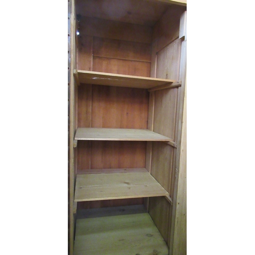 34 - A pine mirror door wardrobe, fitted with two drawers to the base, width 66ins, height 80ins