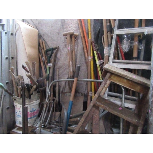 17 - A large collection of garden tools, ladders, etc.