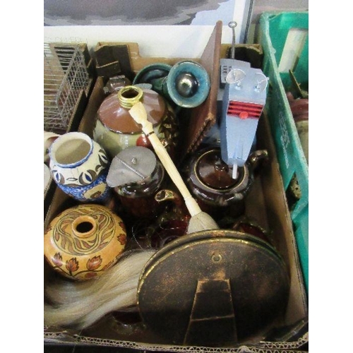 198 - A box of assorted pottery, china, Dr Who K9 model, etc.