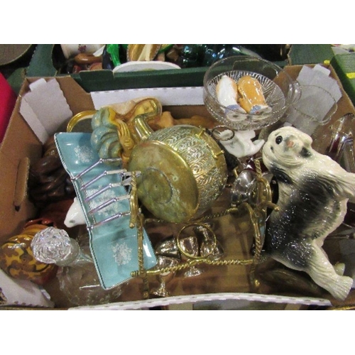 206 - Two boxes of sundry china, ornaments, glass etc.