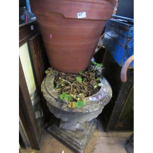 25 - A pair of garden urns and a large pot