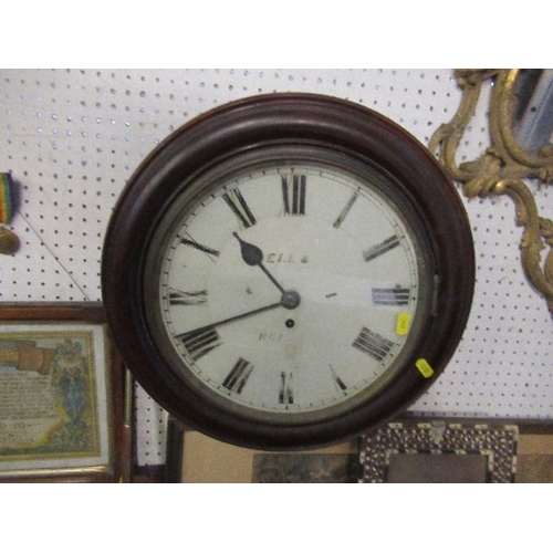 294 - A Dell & Co Bristol mahogany cased wall clock, with circular dial and fusee movement, overall diamet... 