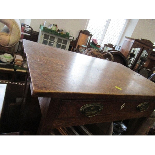 36 - A 19th century style oak side table, fitted with a frieze drawer, width 32ins x depth 19ins x height... 