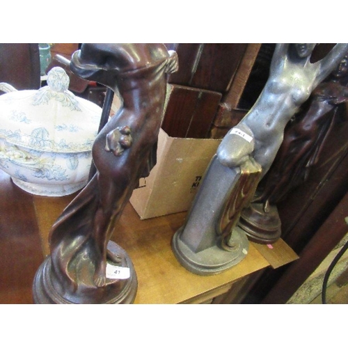 41 - Three table lamps, formed as stylised ladies