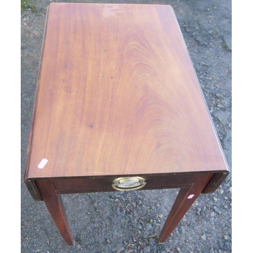 47 - A 19th century mahogany Pembroke table, fitted with a drawers and dummy drawer, raised on square tap... 