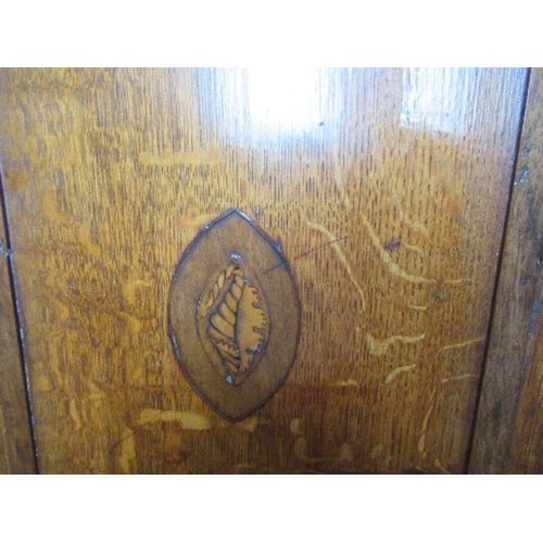 48 - Georgian oak corner cupboard, with inlaid decoration, width 27ins x height 40ins