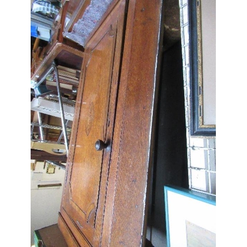 48 - Georgian oak corner cupboard, with inlaid decoration, width 27ins x height 40ins