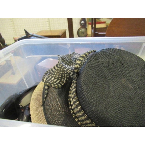 546 - A box of hats and shoes, together with assorted scarves