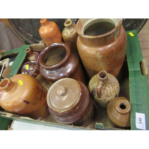 548 - A collection of stoneware bottles and storage jars, (10 in total),