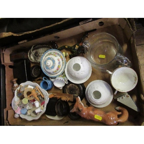 558 - A box of sundry china, to include Burmese table lamps, etc.