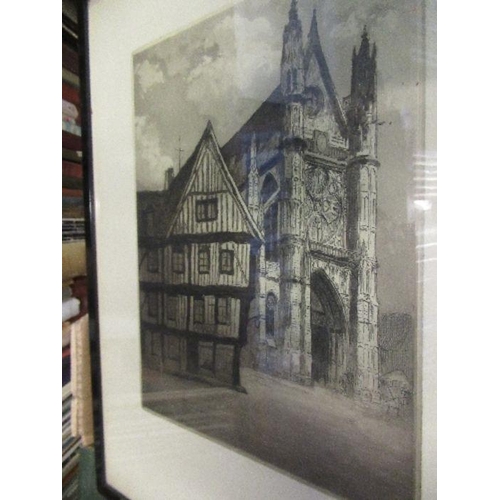 572 - Two signed etchings and an antique print