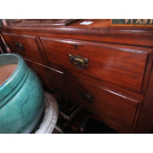 6 - An Edwardian oak dressing table, width 42ins x depth 19ins x height 68ins, decoration matching lots ... 