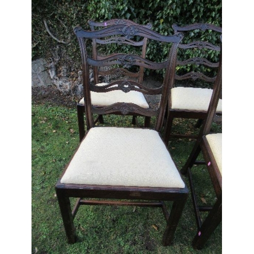 8 - A set of four 18th century design dining chairs, with ladder backs, together with a Chippendale styl... 