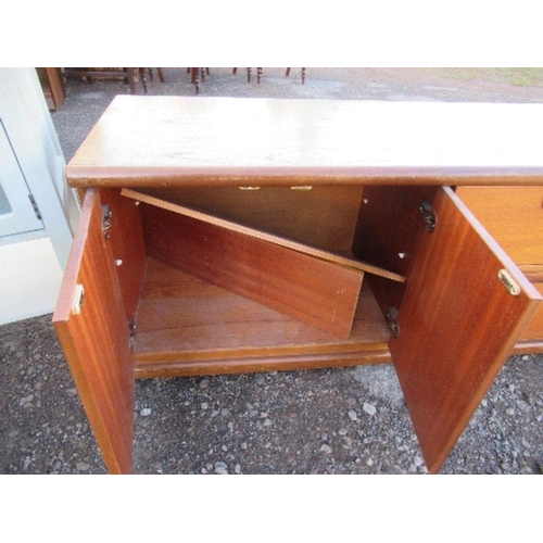 9 - A Meredew teak unit, width 53.5ins x depth 18ins x height 22.5ins, together with a painted glazed ca... 