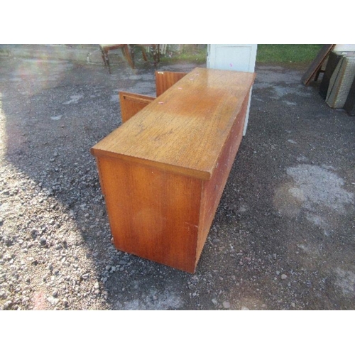 9 - A Meredew teak unit, width 53.5ins x depth 18ins x height 22.5ins, together with a painted glazed ca... 