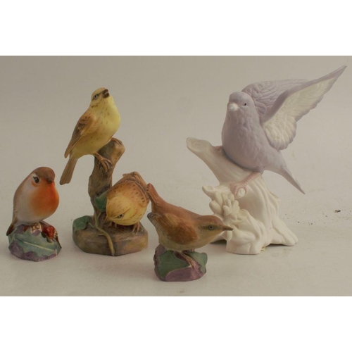 245 - A Royal Worcester double bird model, of Yellow Hammers, together with a Royal Worcester Robin and a ... 