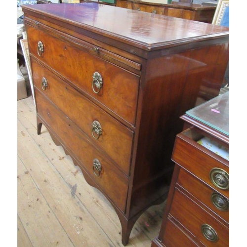 25 - A 19th century mahogany chest of drawers, fitted with a brushing slide over three long drawers, 46in... 