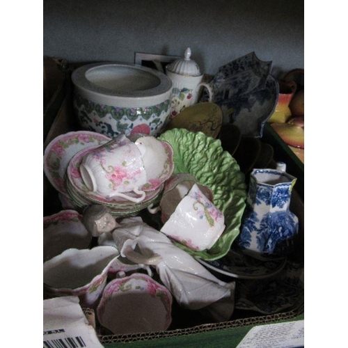 317 - A box of assorted china, including teaware, Carlton ware, etc.