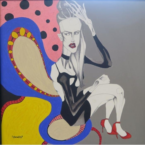 320 - Aphrodite Papadatou, acrylic and graphite on canvas, Acid Legs, 23ins x 23ins