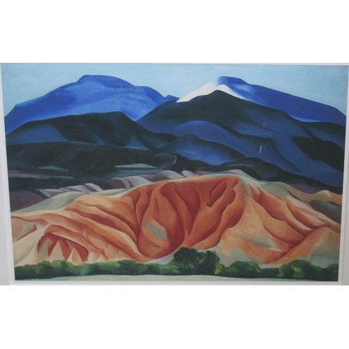 321 - A framed colour print, mountain range, 21ins x 31ins