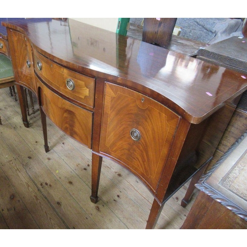 50 - A reproduction mahogany serpentine sideboard, 60ins x 23ins, height 37ins, together with a reproduct... 