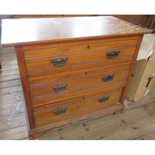 75 - A reproduction mahogany cabinet on chest, the base fitted with a slide over four long drawers, heigh... 