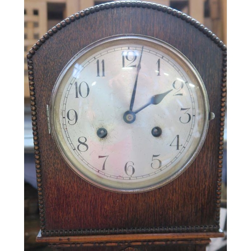 9 - An oak cased grandmothers clock, height 50.5ins