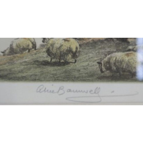 102 - Alice Barnwell, coloured etching, Autumn Breeze, signed and blind stamped artist's proof, 9ins x 12i... 