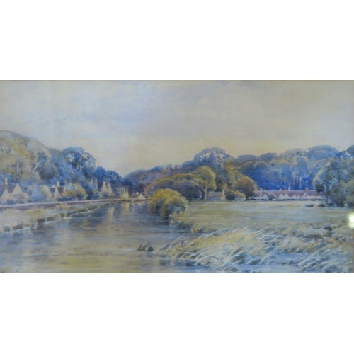 105 - Fred Tucker, two watercolours, one of a river scene and one a rural scene, 1928, 13ins x 20ins and 1... 