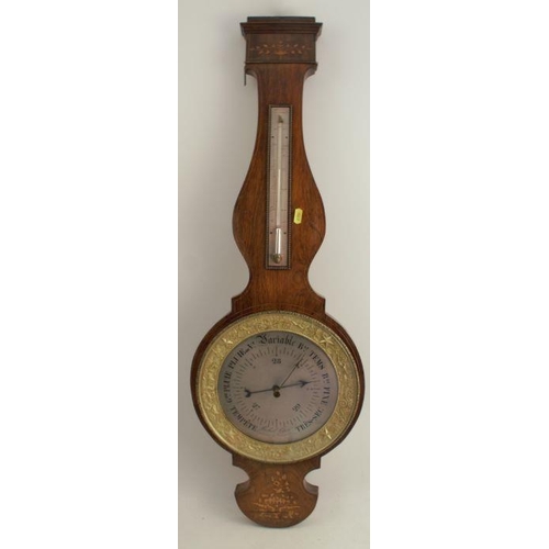 A 19th century French banjo barometer, signed Michael Caen, Opticien a ...