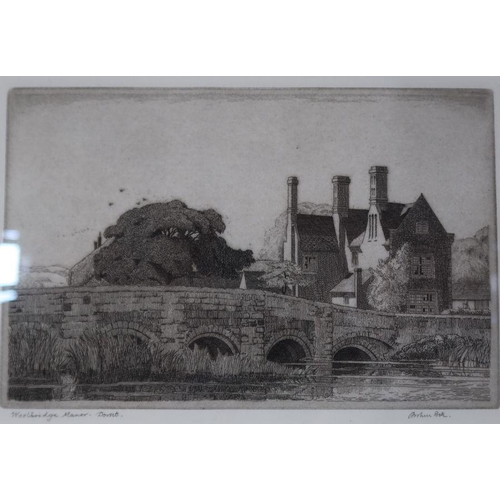 110 - Thomas Hearne, watercolour, Hampton Court Herefordshire, 4.25ins x 5.5ins, together with another wat... 