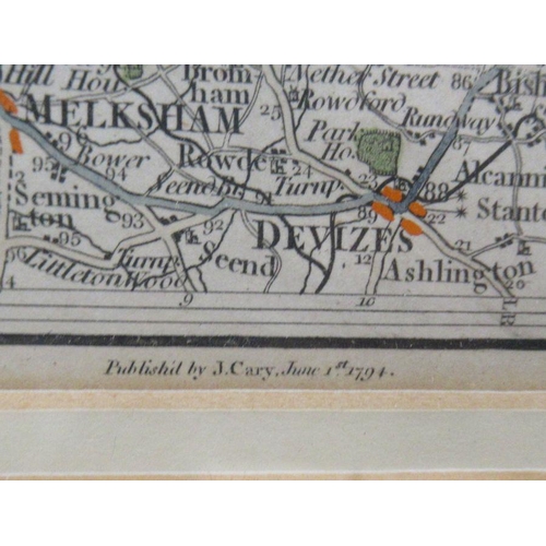 127 - A Cary Antique map, showing Cirencester and surrounding area, dated 1794, 10.5ins x 8.5ins