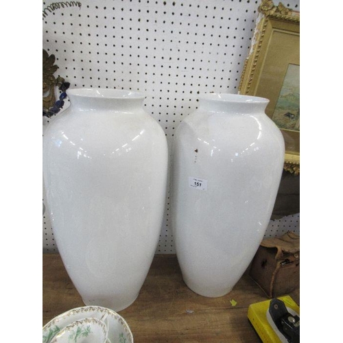 151 - A pair of Bavarian white porcelain vases, height 18ins