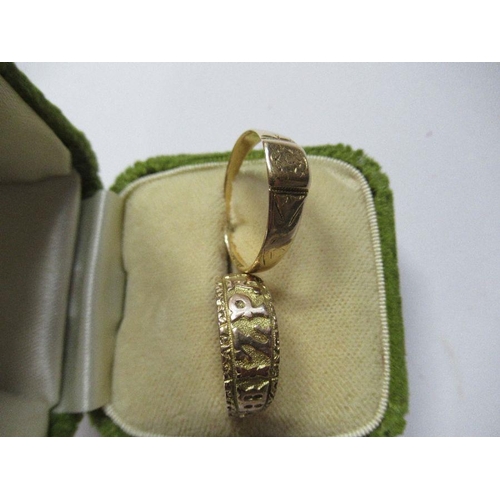 172 - A 22ct gold wedding band, weight 2.5g, together with an 18ct gold ring, weight 1.8g, a 9ct gold Mizp... 