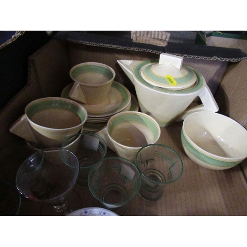 212 - A Shelley porcelain part coffee set, together with another Art Deco style coffee set and art Deco st... 