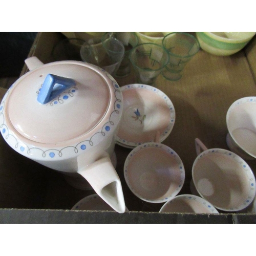 212 - A Shelley porcelain part coffee set, together with another Art Deco style coffee set and art Deco st... 