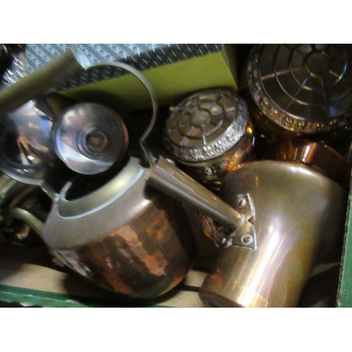 229 - A box of mixed metalware, to include silver plate, copper etc