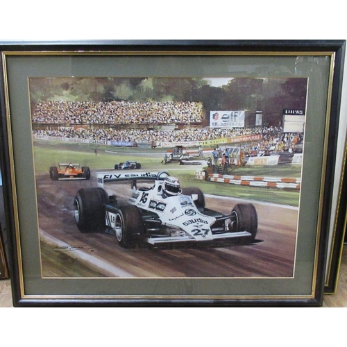 234 - Michael Turner, three colour prints, all of motor racing