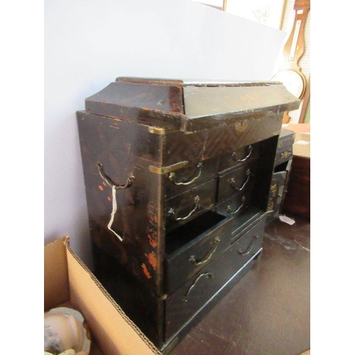 244 - Two Oriental black lacquer table cabinets, fitted with drawers, with gilt decoration