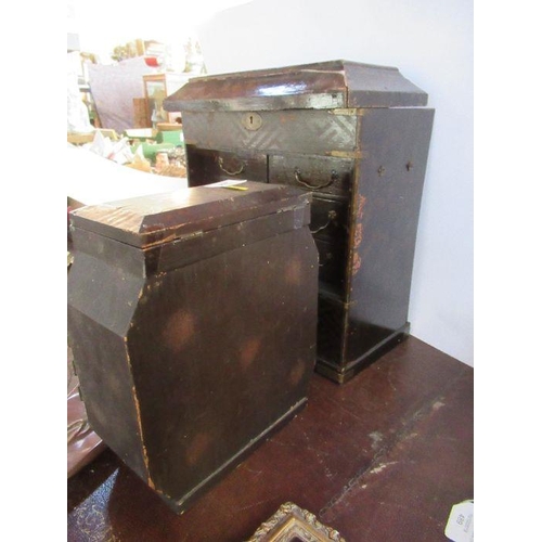 244 - Two Oriental black lacquer table cabinets, fitted with drawers, with gilt decoration