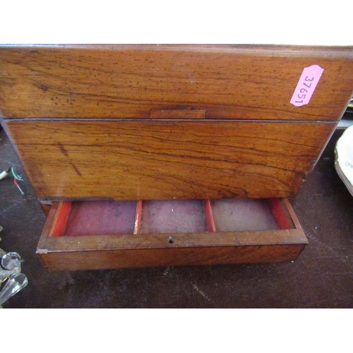 254 - A Victorian rosewood box, with mother of pearl inlay, the interior fitted with a lift out tray and c... 