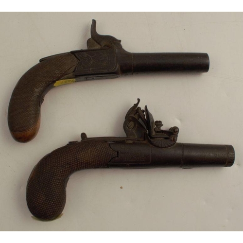 266 - A Lacy & Witton Antique ladies muff pistol, with engraved decoration, length 6ins, together with ano... 