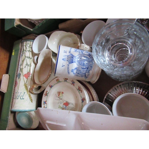 276 - Two boxes of mixed ceramics, to include a Davenport VR Imperial Measure, storage jars etc