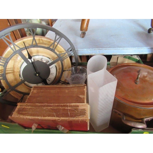 279 - A wash jug and bowl, clock, books, glass items etc