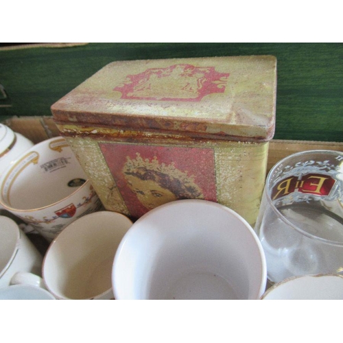 335 - A box of assorted commemorative china