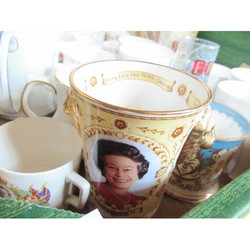 335 - A box of assorted commemorative china