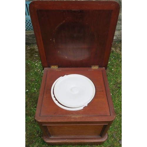 36 - A Victorian mahogany box commode, with carpet to the top, 19ins x 18ins, height 18ins