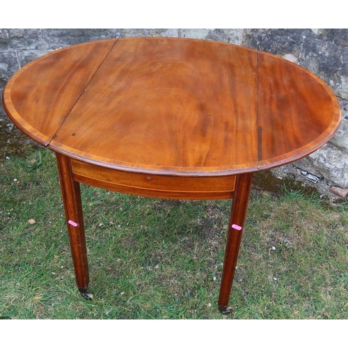 40 - A 19th century mahogany and satinwood inlay pembroke table, fitted with a drawer, 32ins x 36ins x he... 