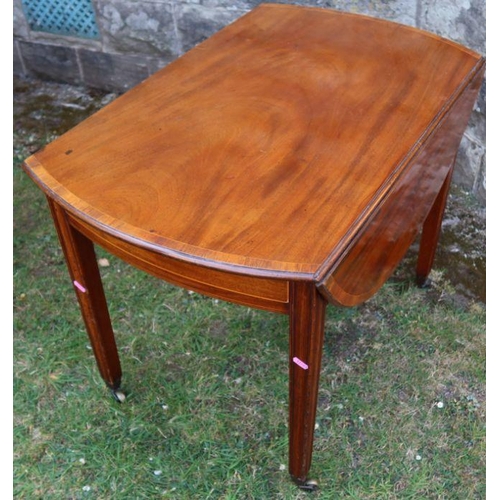 40 - A 19th century mahogany and satinwood inlay pembroke table, fitted with a drawer, 32ins x 36ins x he... 