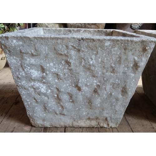 66 - A pair of concrete planters, of square tapering form, 20.5ins x 20.5ins x height 15ins